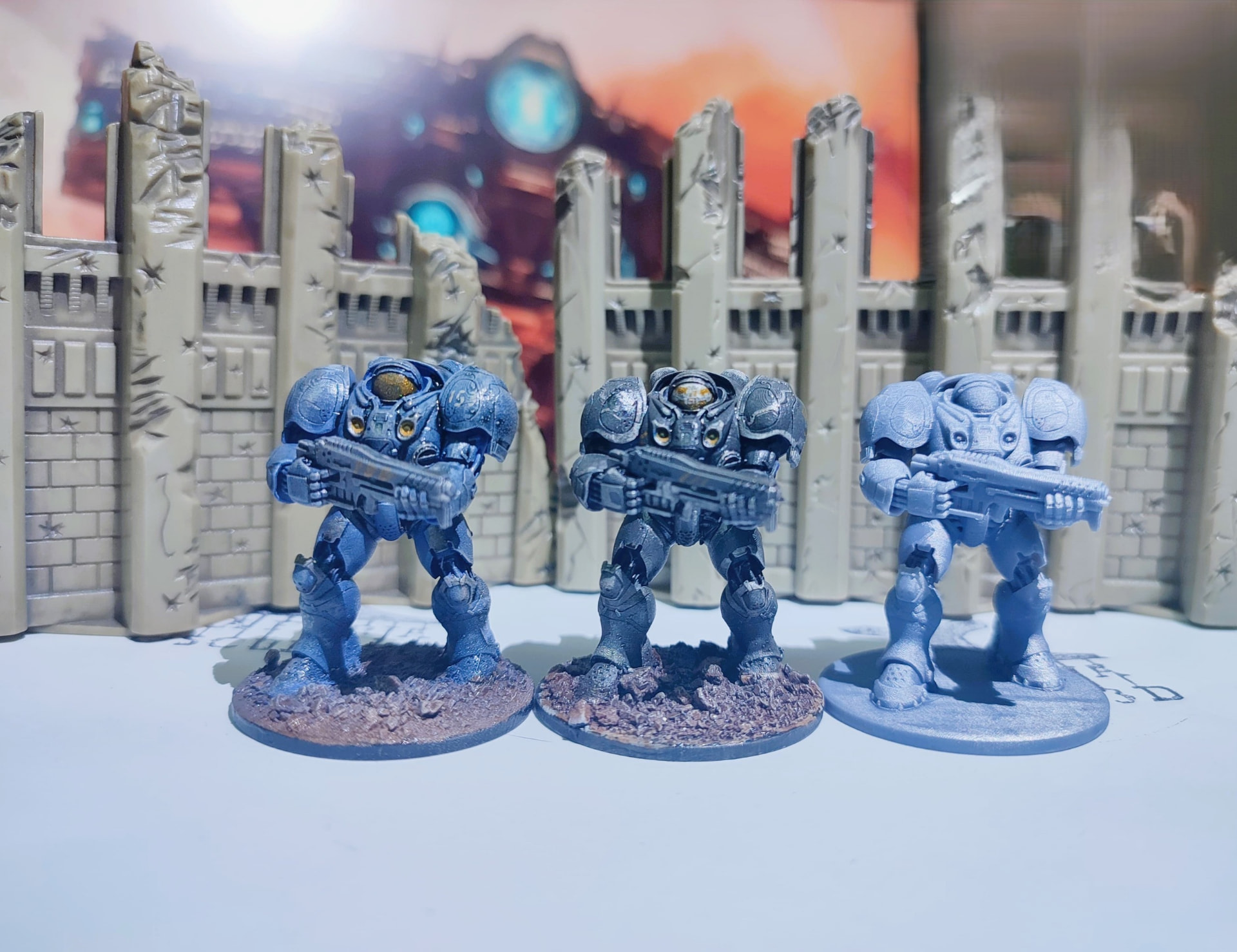 Miniaturas de ciencia ficción impresas y pintadas